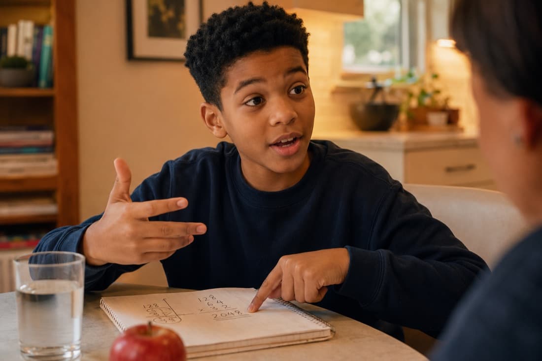 A student making connections between ideas